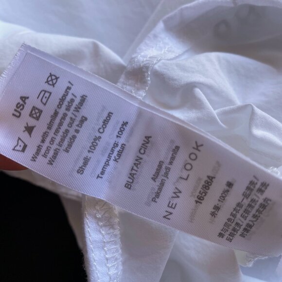 New Look White Cotton Metal Grommet Eyelet Detailing Trim Top Size 6 Petite - Picture 2 of 8